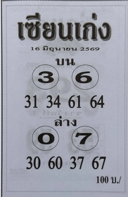 หวยเซียนเก่ง 16/6/69 เปิดโพยเลขเด็ดโค้งสุดท้าย เด่น 3-6 มาแรง คอหวยจับตาชุด 31-34-61-64 ก่อนวันหวยออก